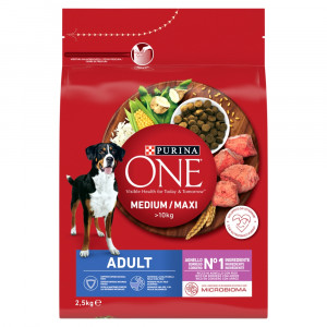 PURINA One Adult Medium/Maxi Rich in lamb with rice - suché krmivo pro psy - 2,5kg