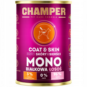 CHAMPER Coat & Skin Mono Salmon - vlhké krmivo pro psy - 400g