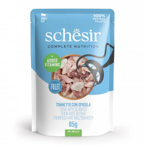 SCHESIR in jelly Tuna with seabass - mokré krmivo pro kočky - 85 g
