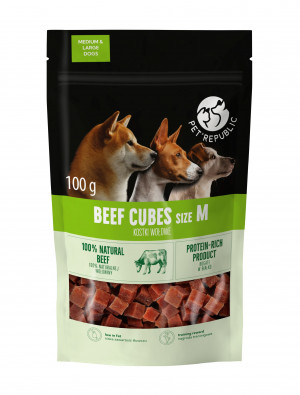 PETREPUBLIC Beef cubes M - pamlsek pro psa - 100g