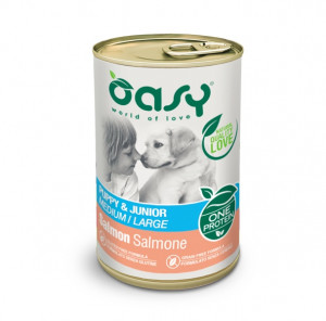 OASY One Protein Puppy & Junior Medium/Large Salmon - vlhké krmivo pro psy - 400g