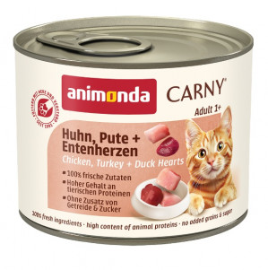 ANIMONDA Carny Adult Chicken, turkey and duck hearts - mokré krmivo pro kočky - 200g