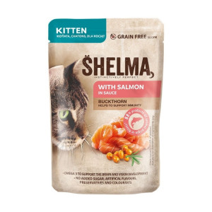 SHELMA Kitten with salmon in sauce - mokré krmivo pro kočky - 85g