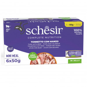SCHESIR in jelly Tuna with beef - mokré krmivo pro kočky - 6 x 50 g