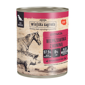 WIEJSKA ZAGRODA Pork with horse - vlhké krmivo pro psy - 800g