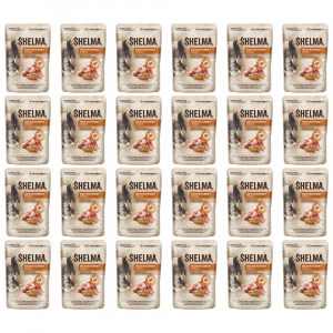SHELMA Rich in turkey in sauce - mokré krmivo pro kočky - 24x85g