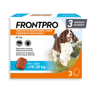 FRONTPRO Tablety proti blechám a klíšťatům pro psa (>10-25 kg) - 3x 68mg 