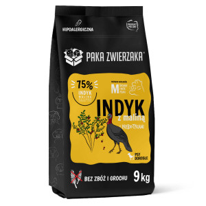 PAKA ZWIERZAKA Turkey with raspberry M - suché krmivo pro psy - 9kg