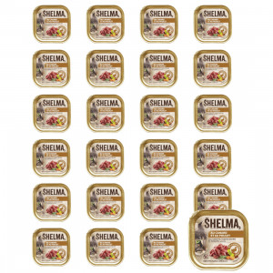 SHELMA Duck and chicken pate - mokré krmivo pro kočky - 24x100g