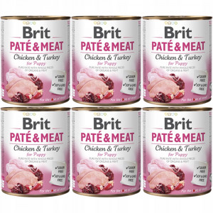 BRIT Paté & Meat Puppy Chicken - mokré krmivo pro psy - 6x800g