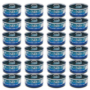 FARMINA N&D Ocean Kitten Tuňák, Treska, Krevety a Dýně – mokré krmivo pro koťata – 24x70g