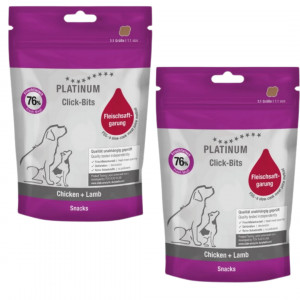 PLATINUM Click-Bits Kuře + Jehně – pamlsek pro psy – 2x150g