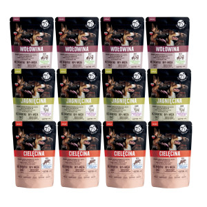 PET REPUBLIC Adult pro střední a velká plemena MIX 3 chutí - mokré krmivo pro psy - 12x500 g