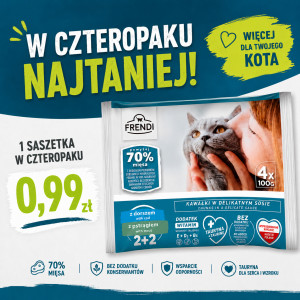 FRENDI Treska a pstruh v omáčce box – vlhké krmivo pro kočku – 4x100g