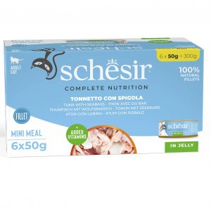 SCHESIR Tuňák s mořským vlkem v želé - mokré krmivo pro kočky - 6x50g