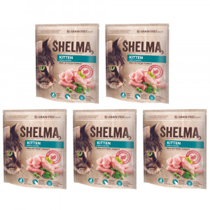 SHELMA Kitten Rich in turkey - suché krmivo pro kočky - 5x750g