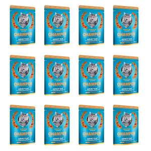 CHAMPER Kuře s brusinkami - mokré krmivo pro kočku - 12x85 g