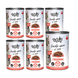 TUF TUF Masové kuličky v omáčce s hovězím masem - vlhké krmivo pro kočky - 6x415g