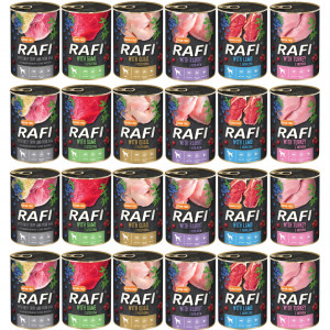 Dolina Noteci Rafi MIX 6 příchutí – mokré krmivo pro psy – 24×400 g