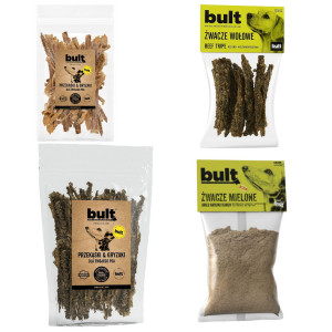 BULT Žvýkací pochoutky Mega Mix chutí a textur – pochoutka pro psy – 2x100g + 1x400g + 1x120g
