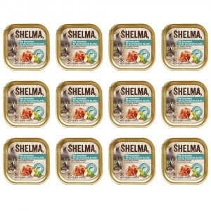 SHELMA Salmon and white fish pate - mokré krmivo pro kočky - 12x100g
