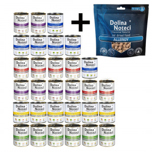 DOLINA NOTECI MIX CHUTÍ – mokré krmivo pro psy – 30x800g + pamlsek pro psy Training Treats Allergy 130g