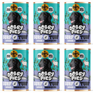 DOBRY PIES Surf & Turf Salmon and lamb - vlhké krmivo pro psy - 6x400g