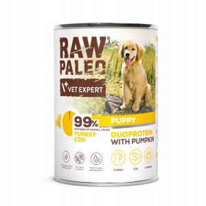 RAW PALEO Duoprotein Turkey & Cod Puppy - vlhké krmivo pro psy - 400g