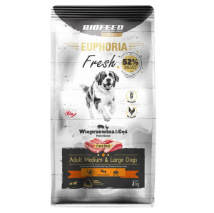 BIOFEED Euphoria Fresh Adult Medium & Large Pork with goose - suché krmivo pro psy - 2kg