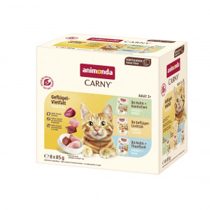 ANIMONDA Carny Adult Poultry mix Box - mokré krmivo pro kočky - 8x85g