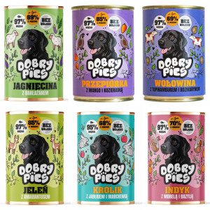 DOBRÝ PES Mix 6 příchutí – mokré krmivo pro psy – 6×400 g