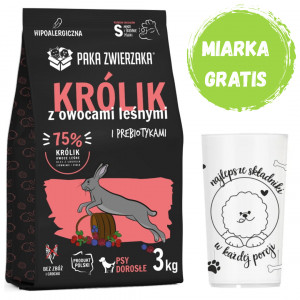 PAKA ZWIERZAKA Králík s lesními plody S - suché krmivo pro psy - 3kg + GRATIS