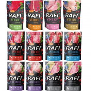 DOLINA NOTECI Rafi MIX příchutí - mokré krmivo pro psy - 12x500 g