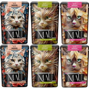 MAU Mousse Sterilised MIX příchutí - mokré krmivo pro kočku - 6x85g