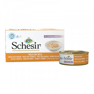 SCHESIR Kuřecí řízky s dýní ve vývaru - mokré krmivo pro kočky - 6x50g