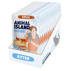 ANIMAL ISLAND Everyday Kitten Turkey with veal Box - mokré krmivo pro kočky - 12x85g