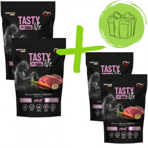 BIOFEED Tasty Dogs Life Junior Telecí - vlhké krmivo pro psy - 2x500g + 2x500g ZDARMA