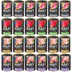 Dolina Noteci Rafi MIX 4 příchutí – mokré krmivo pro psy – 24×400 g