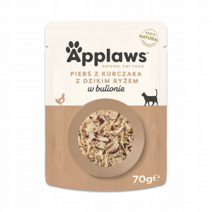 APPLAWS Chicken breast with wild rice in broth - mokré krmivo pro kočky - 70g