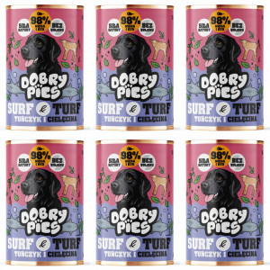 DOBRY PIES Surf & Turf Tuna and veal - vlhké krmivo pro psy - 6x400g