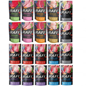 DOLINA NOTECI Rafi MIX příchutí - mokré krmivo pro psy - 20x500 g