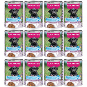EUKANUBA Life Care Puppy Bohatá na pstruha a sladké brambory - vlhké krmivo pro psy - 12x400g