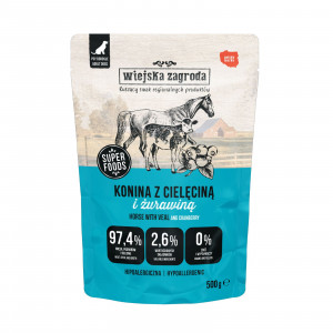 WIEJSKA ZAGRODA Horse meat with veal - vlhké krmivo pro psy - 500g