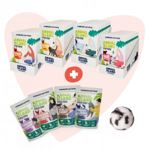 ANIMAL ISLAND Love Box Fillets in Broth Box + Toy - mokré krmivo pro kočky - 48x85g