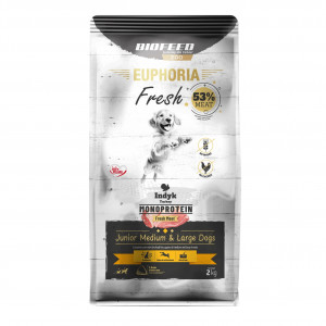 BIOFEED Euphoria Fresh Junior Medium & Large Monoprotein Turkey - suché krmivo pro psy - 2kg