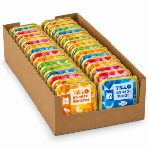 TILLO Paštika Mix příchutí v misce - mokré krmivo pro kočky - 34x100g