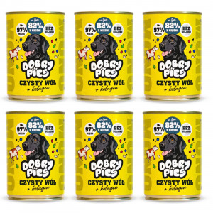 DOBRY PIES Mono Čistý vůl + kolagen – vlhké krmivo pro psa – 6x400g