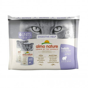 ALMO NATURE Digestive Multipack Poultry and fish - mokré krmivo pro kočky - 6x70g