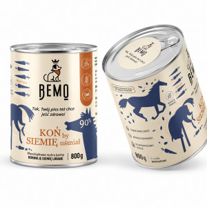 BEMO Koń by siemię uśmiał Mono - vlhké krmivo pro psy - 800g