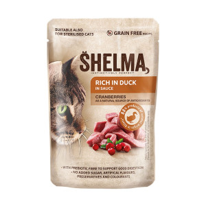 SHELMA Rich in duck in sauce - mokré krmivo pro kočky - 85g